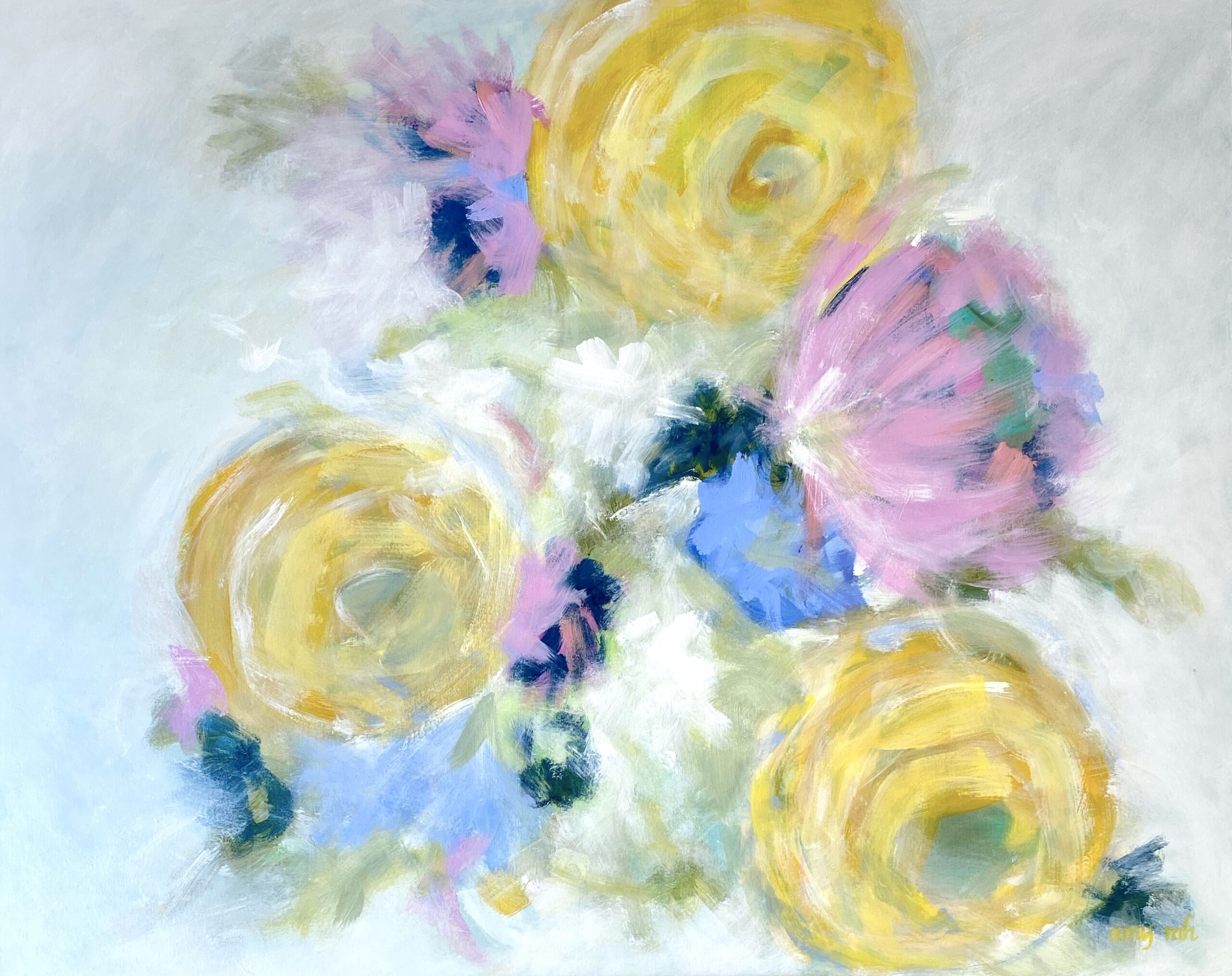 Better Together 48 x 60 abstract florals 2022 Naples Florida Art Gallery