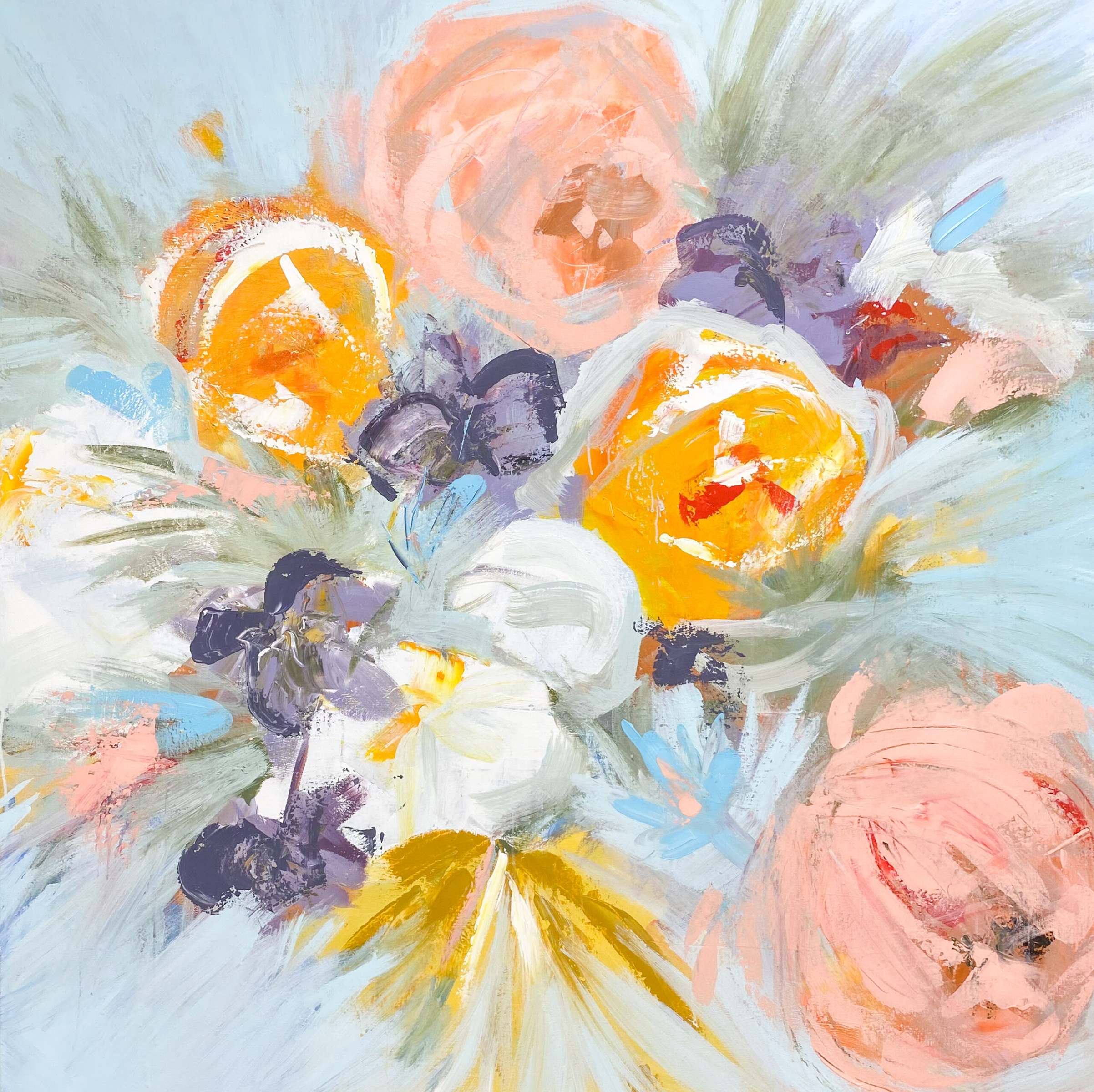 Bliss 48 x 48 abstract florals 2019 Naples Florida Art Gallery