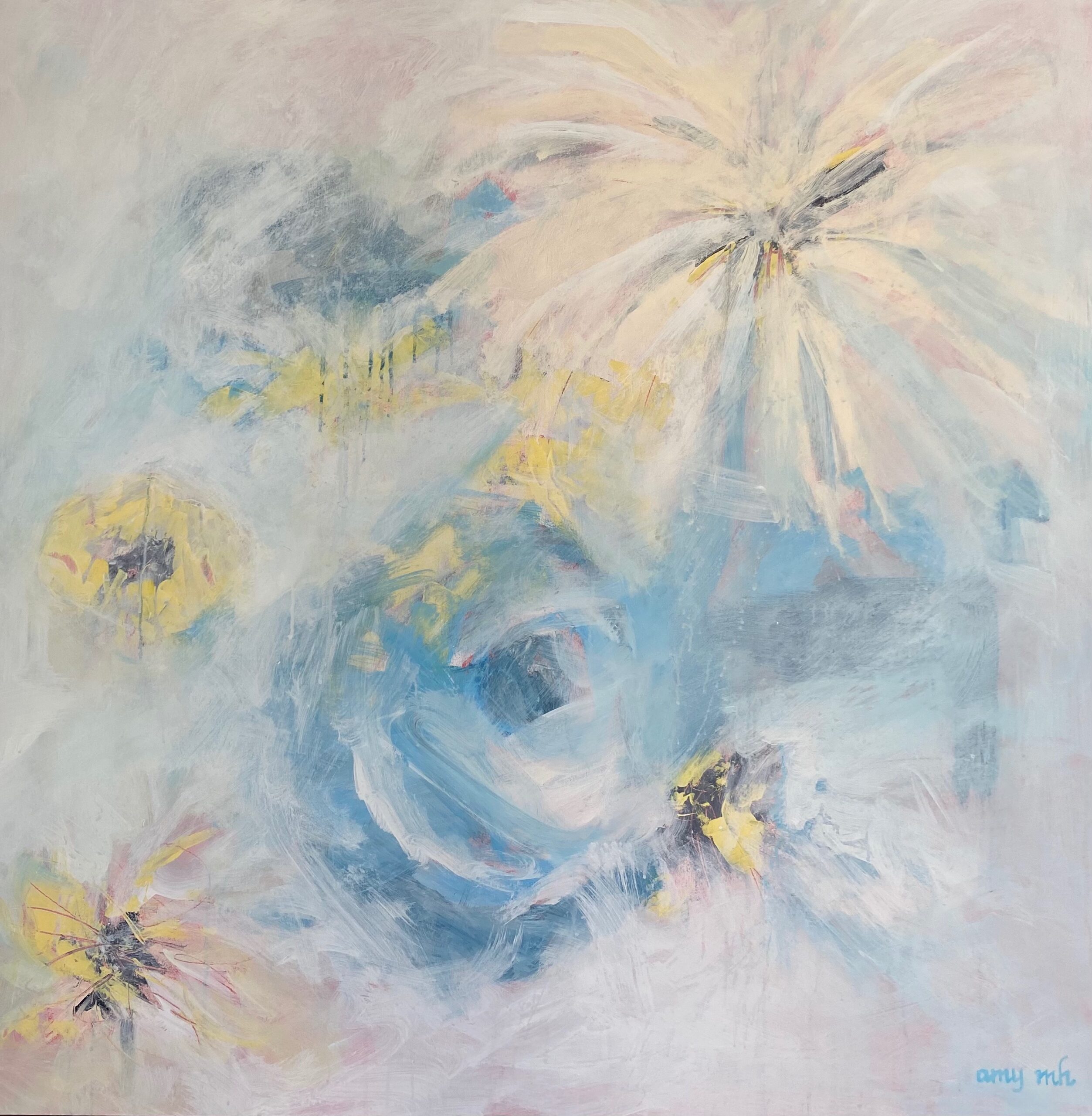 Cotton Candy 48 x 48 abstract florals 2021 Naples Florida Art Gallery