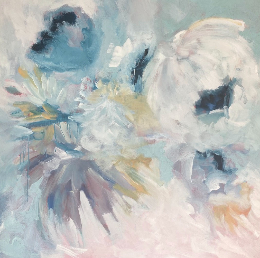 Merry-go-round 48 x 48 abstract florals 2021 Naples Florida Art Gallery