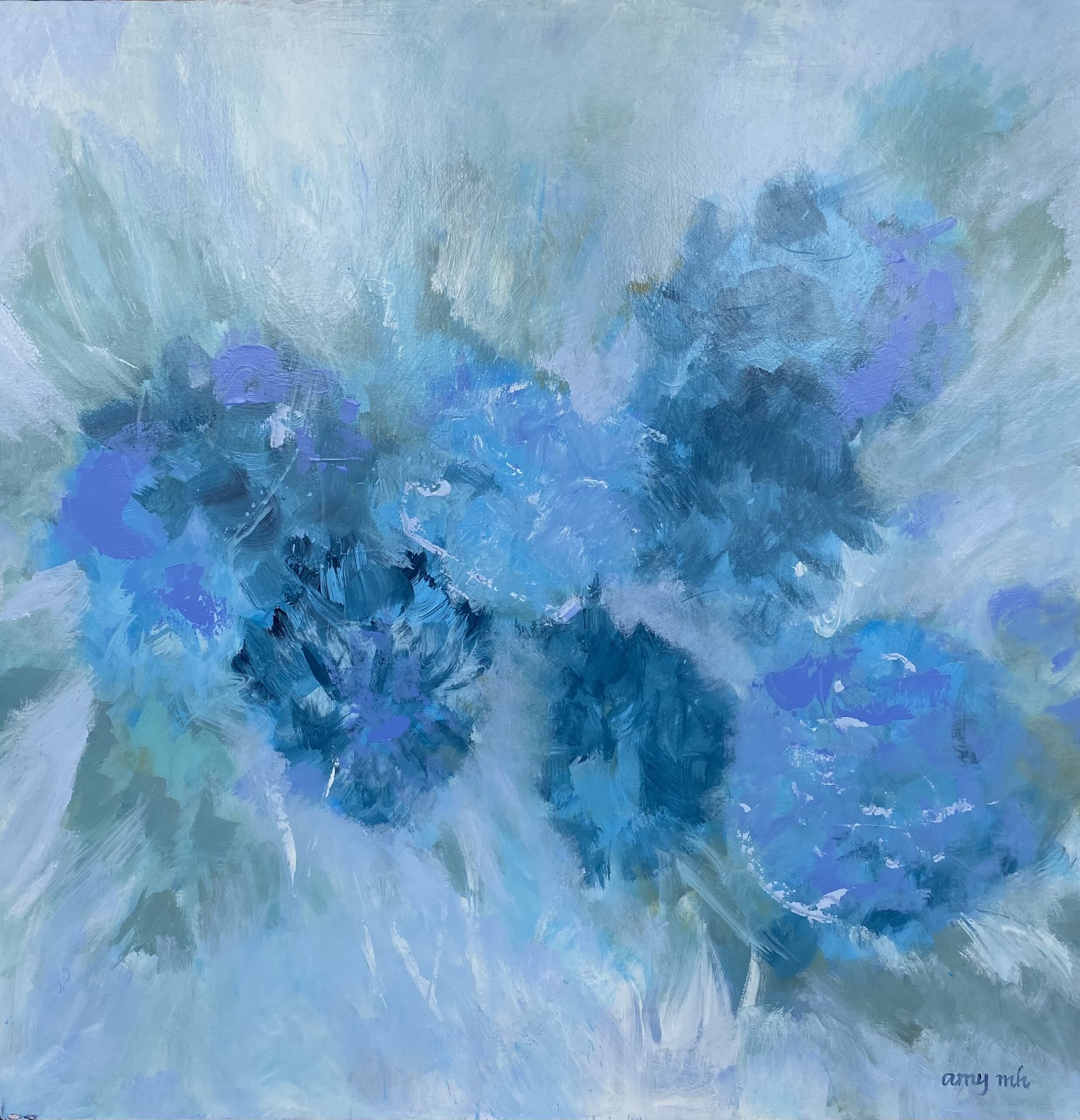 Raindrops 36 x 36 abstract florals 2019 Naples Florida Art Gallery