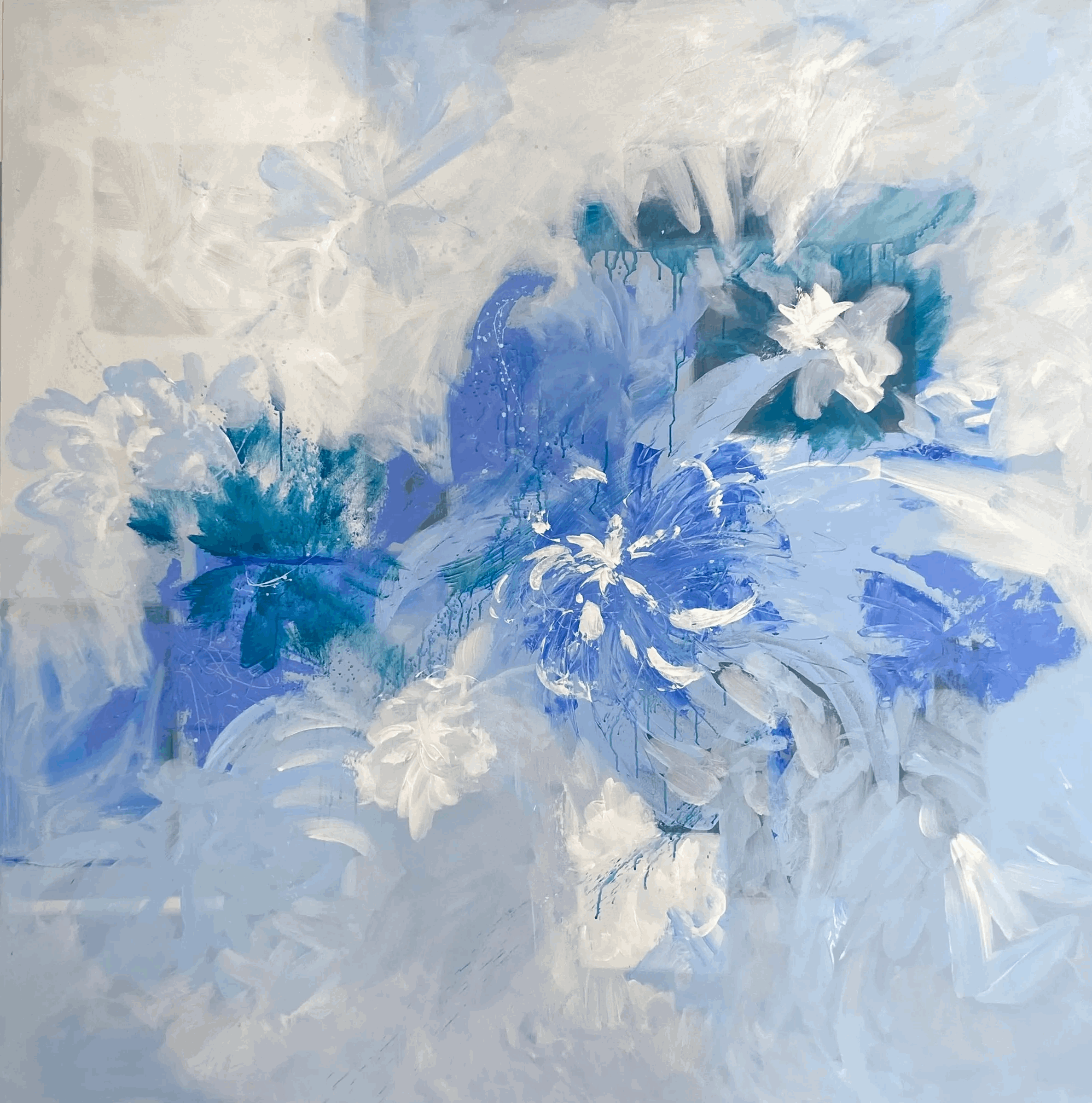 Ferris Wheel 60 x 60 abstract florals 2021 Naples Florida Art Gallery