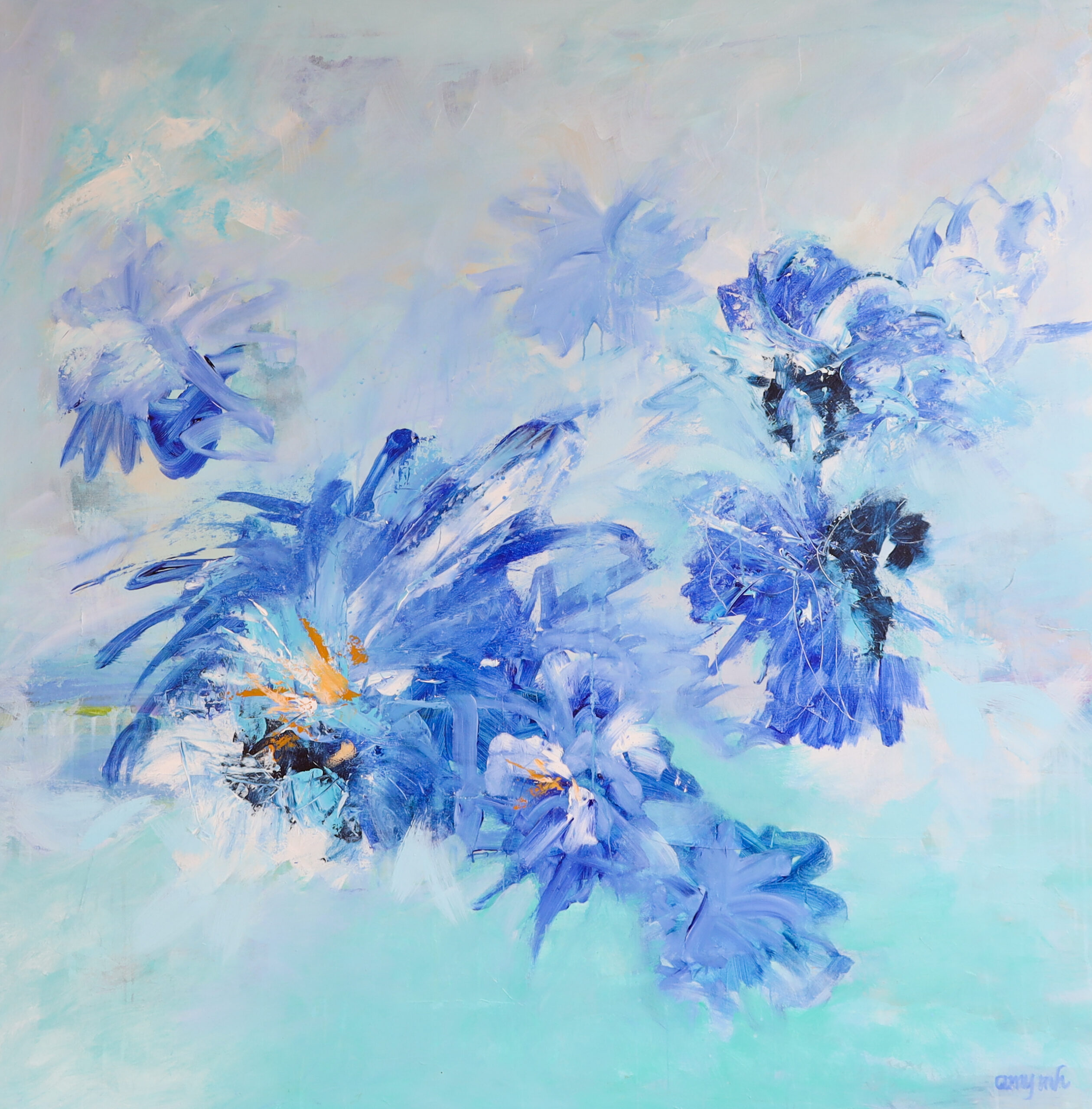 Fresh 48 x 48 abstract florals 2019 Naples Florida Art Gallery