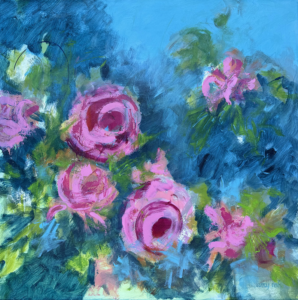 Jazz Lullaby 48 x 48 abstract florals 2026 Naples Florida Art Gallery