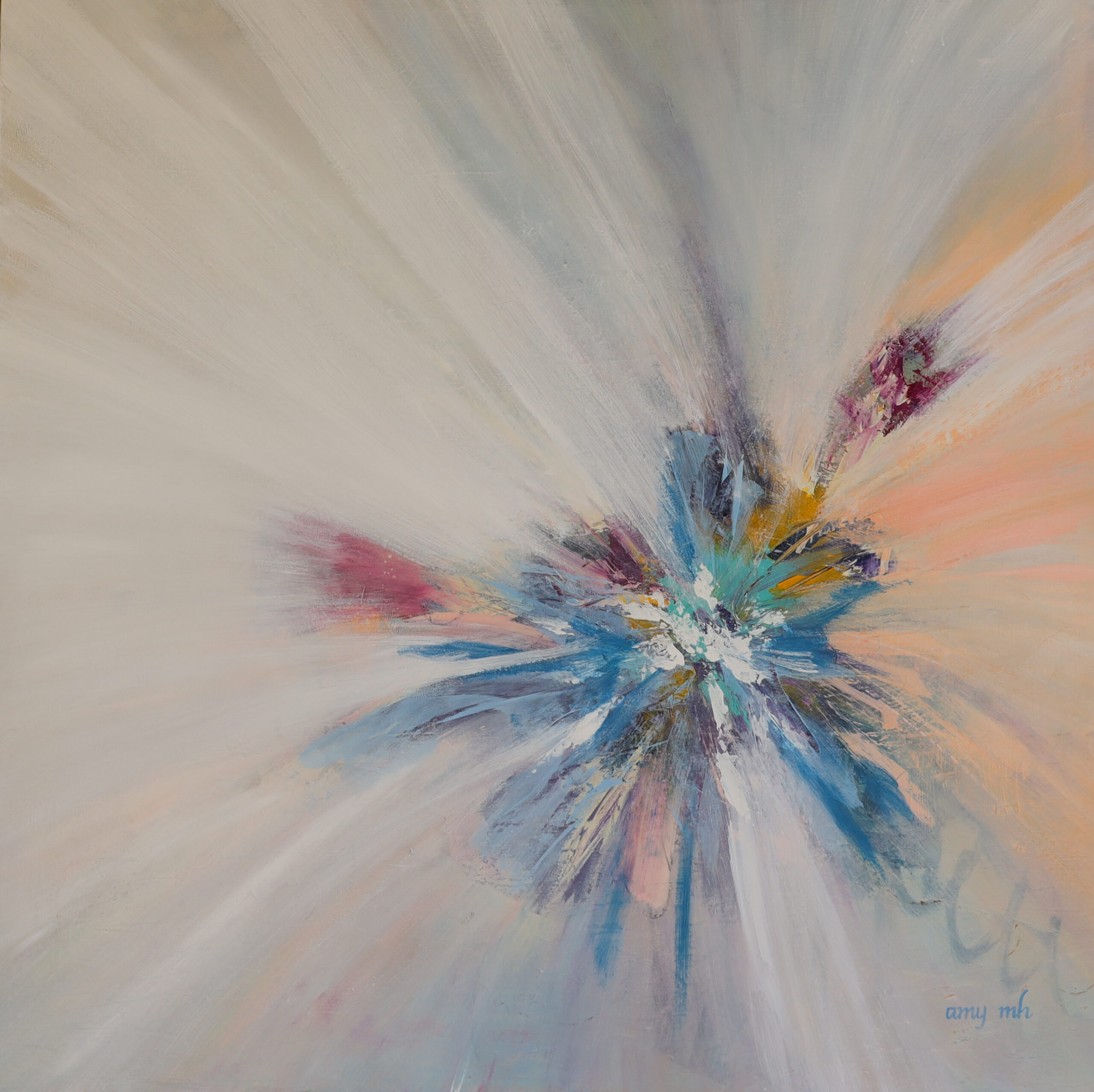 Peaches + Cream 48 x 48 abstract florals 2019 Naples Florida Art Gallery