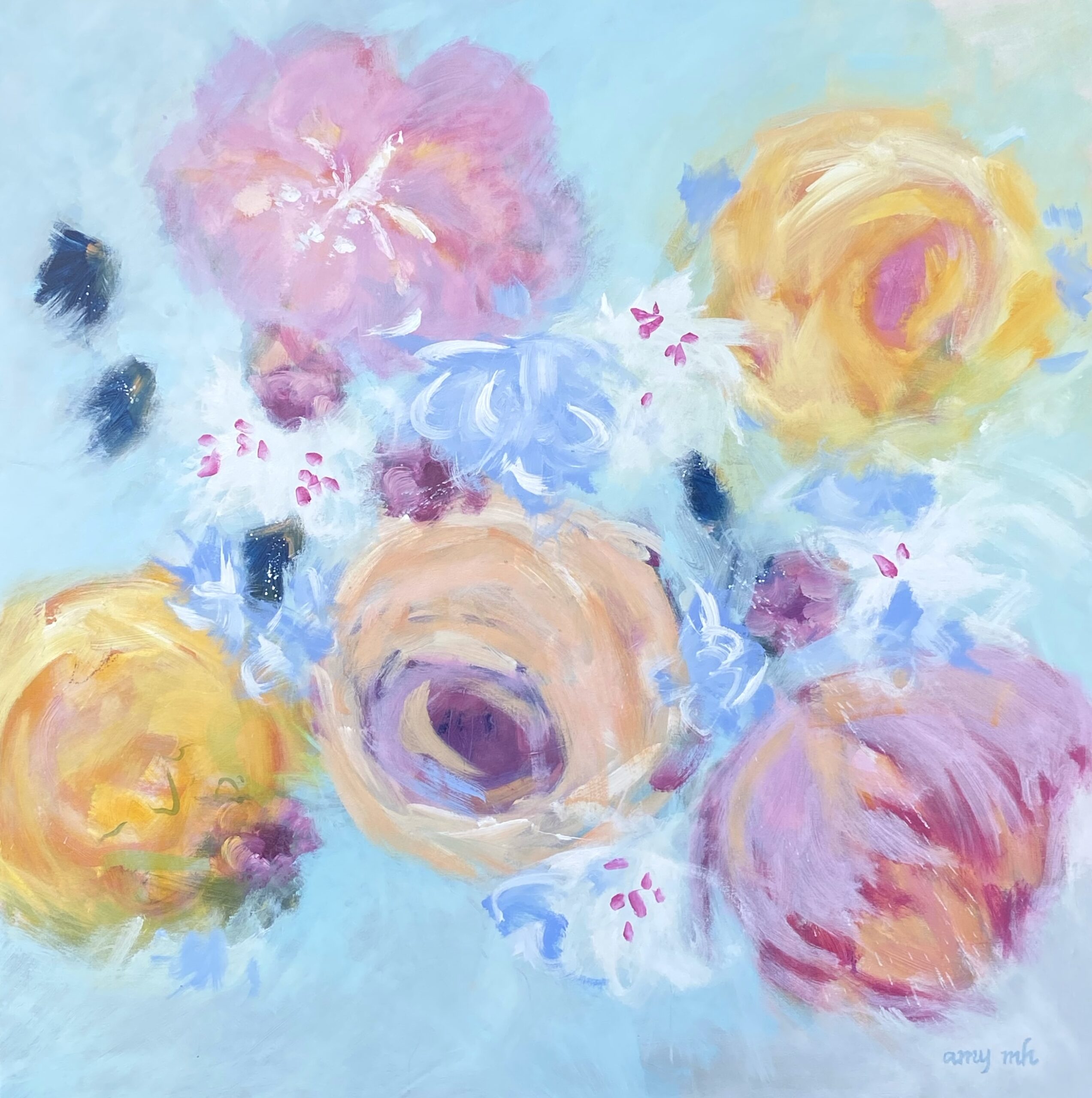 Summertime 48 x 48 abstract florals 2022 Naples Florida Art Gallery