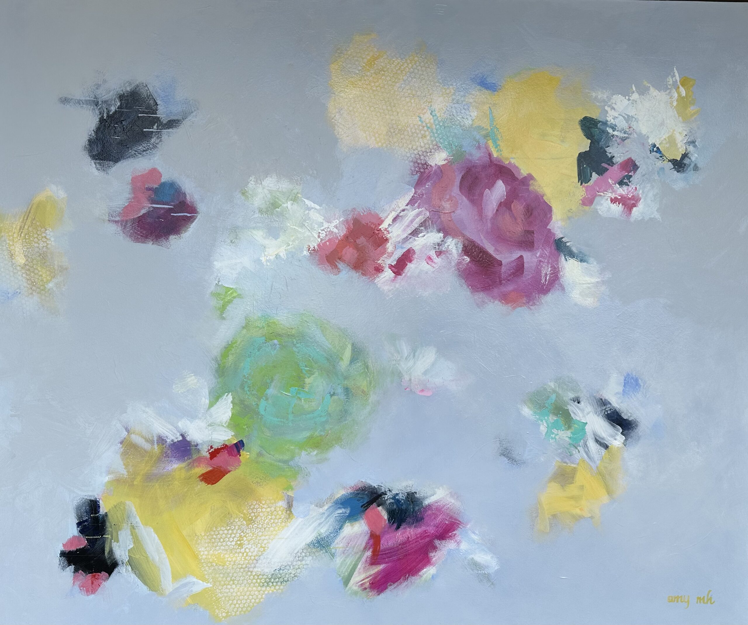 Hats in the Garden 60 x 72 abstract florals 2021 Naples Florida Art Gallery