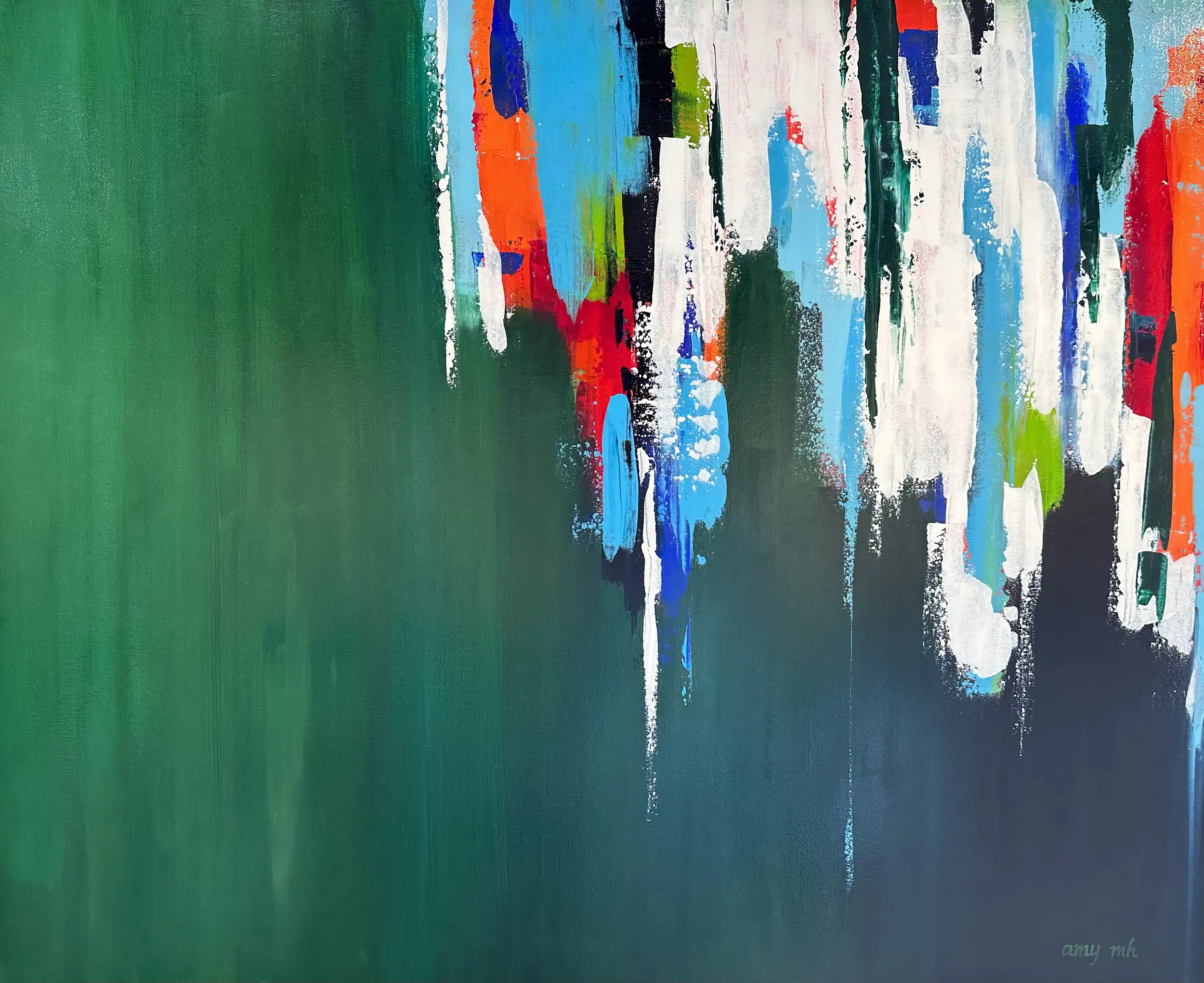 Emerald City 48 x 60 abstracts 2023 Naples Florida Art Gallery