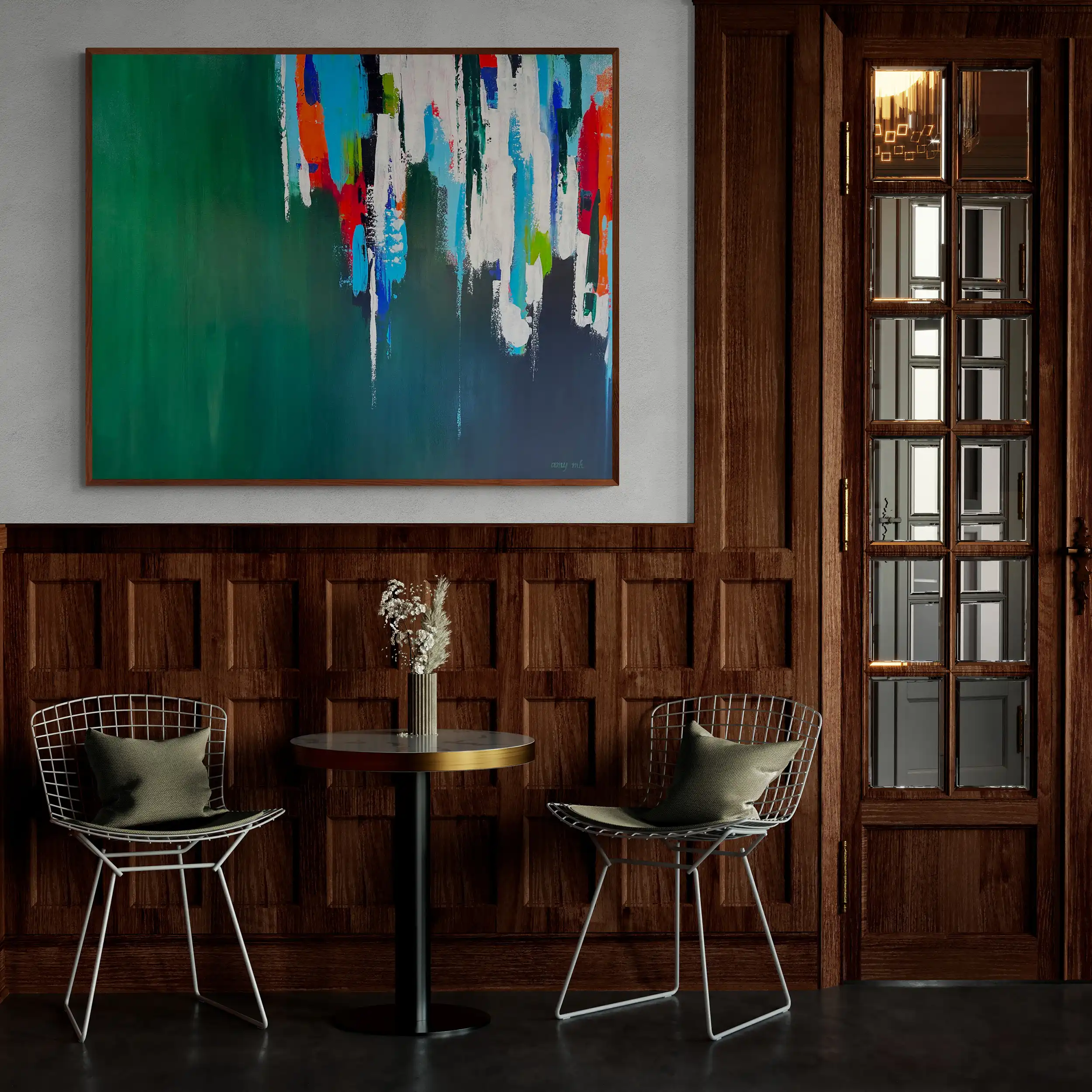 Old restaurant with oak paneling Emerald City 60x48 