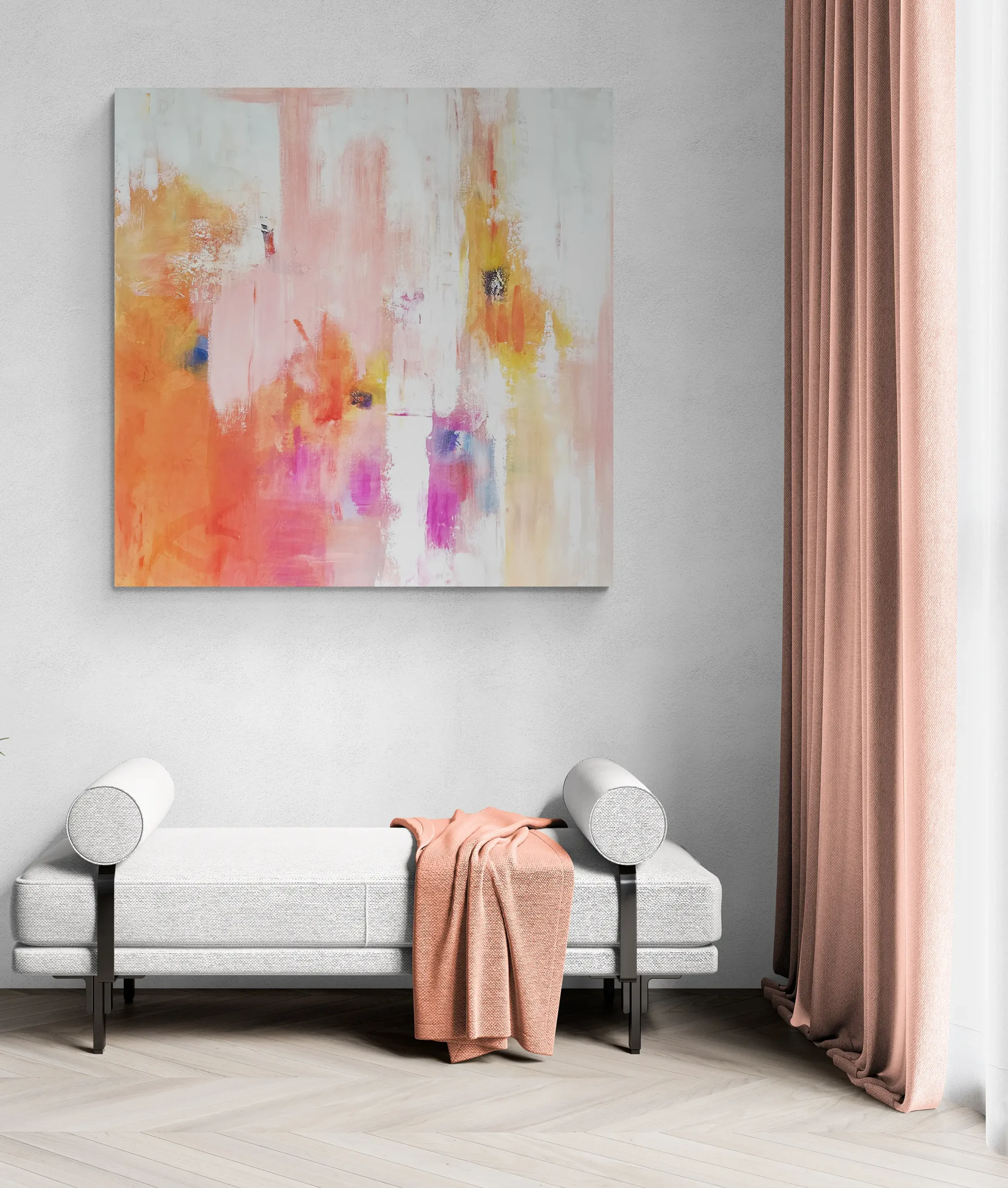 Bright living room with sofa bench scaled 