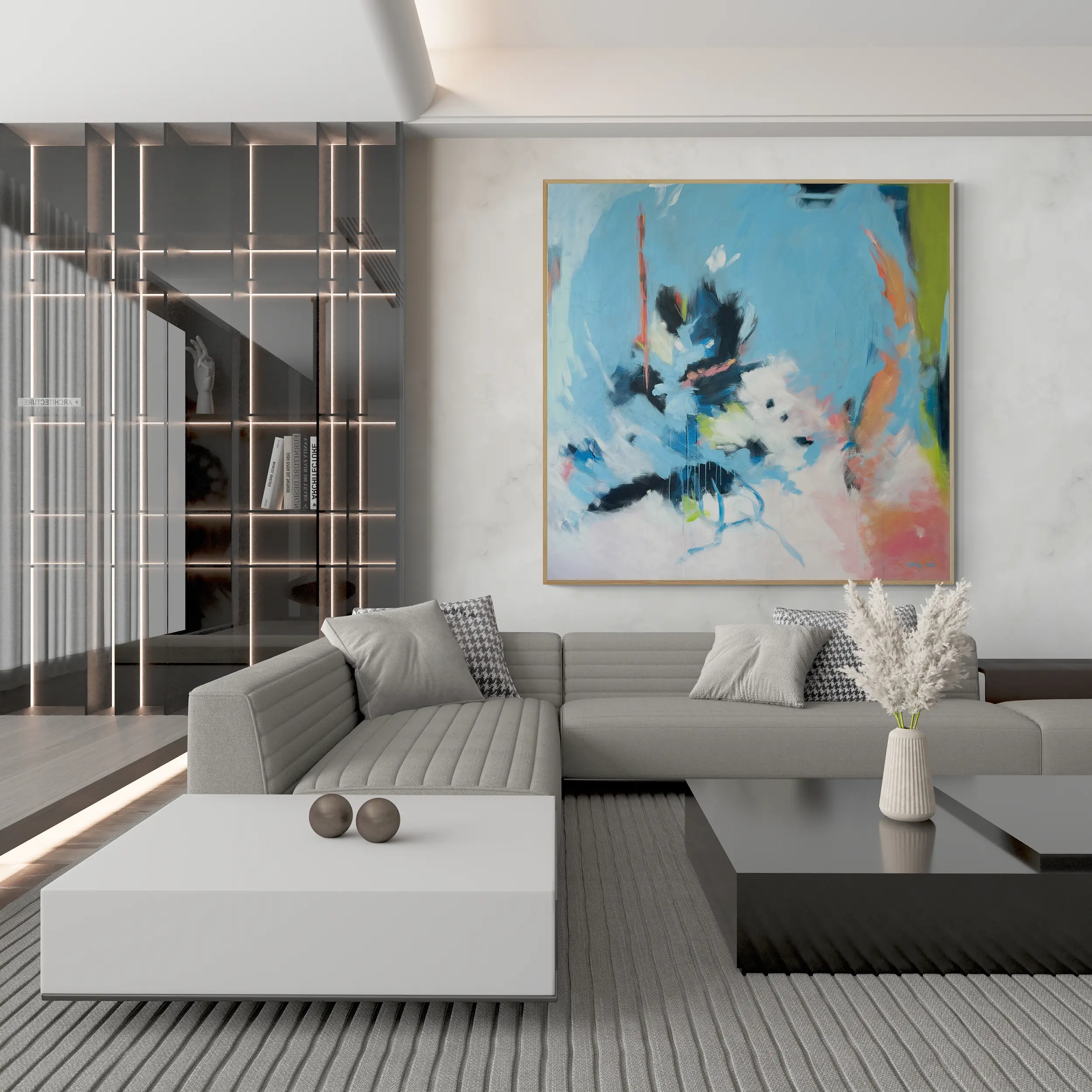  Naples painting Come Undone Modern living room with large sofa 