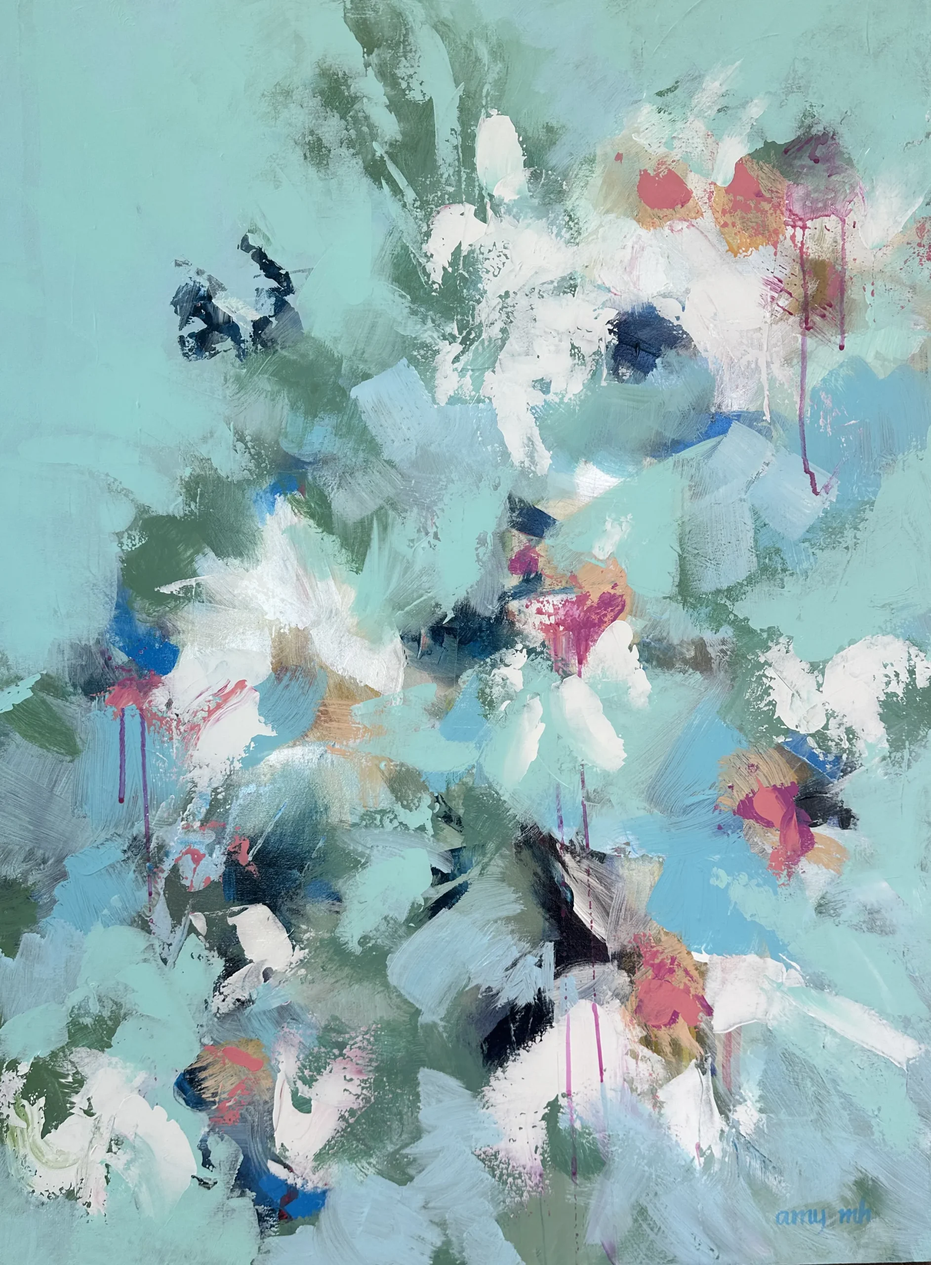 Shattered Glass  40 x 30 abstract florals 2023 Naples Florida Art Gallery