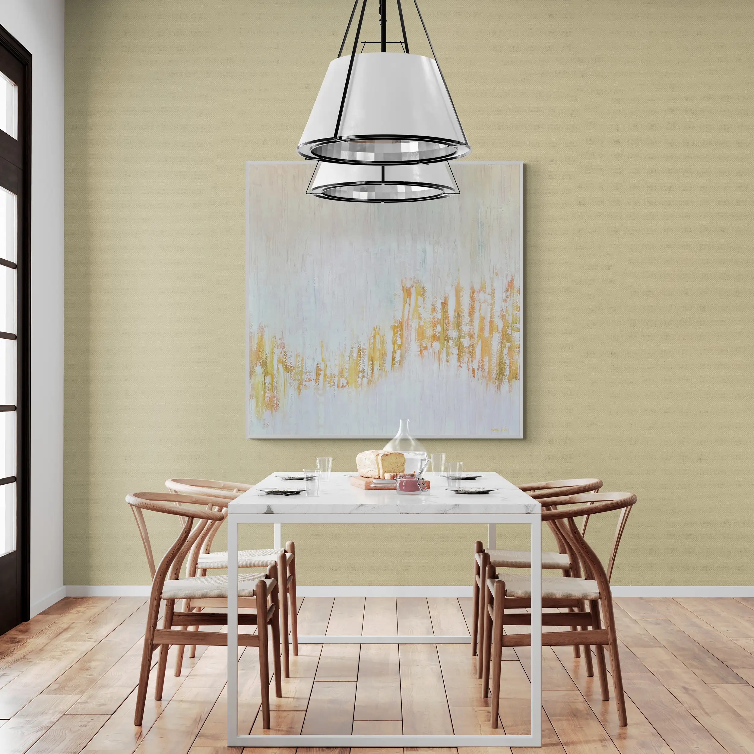 Naples dining room with large hanging lights Acrylic artwork 