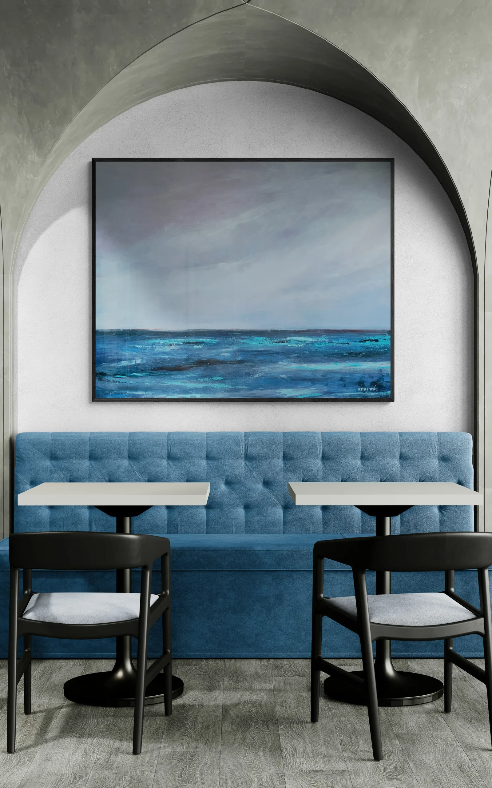 Naples Art cafe with a vaulted ceiling scaled painting 