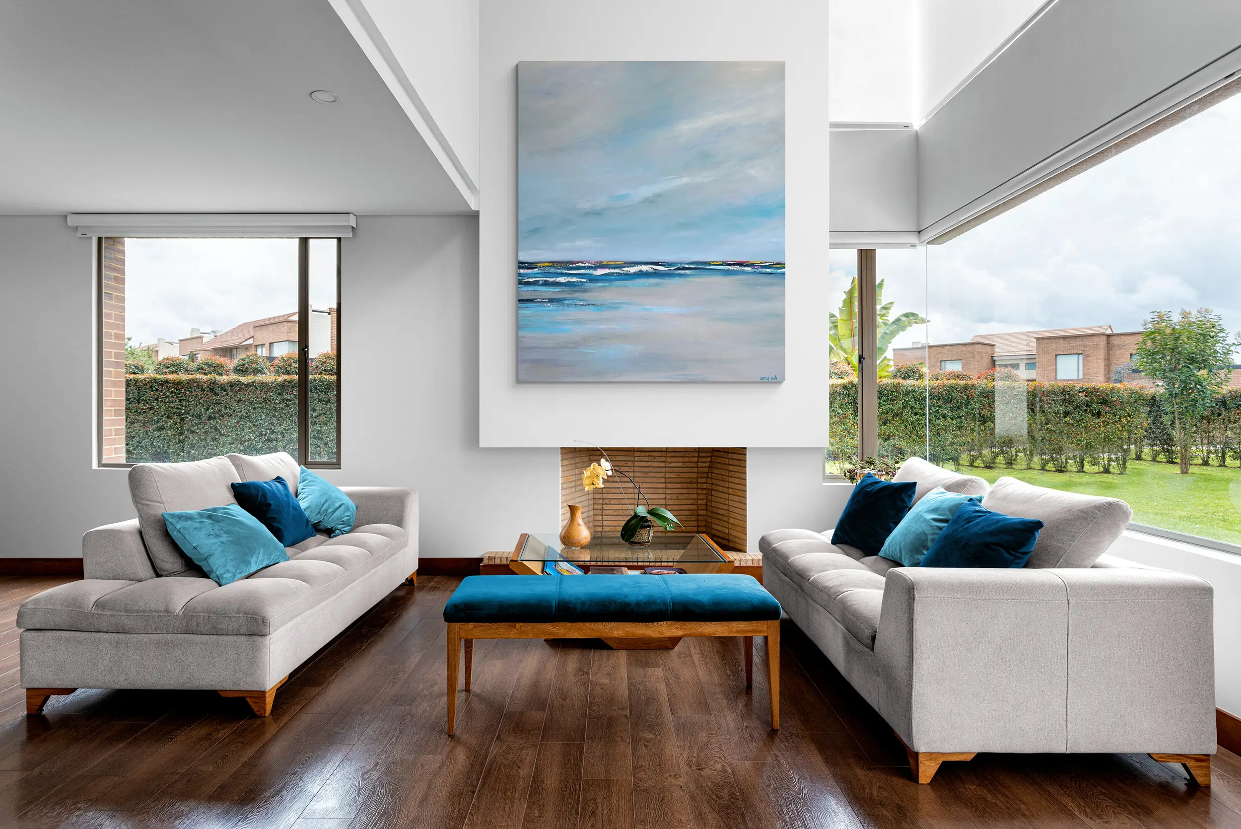 Naples Art comfy living room with garden views painting 