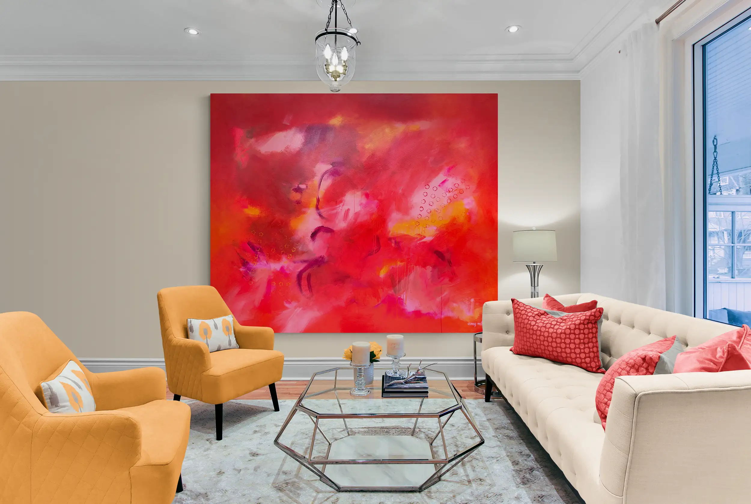 Naples Art comfy traditional style living room 