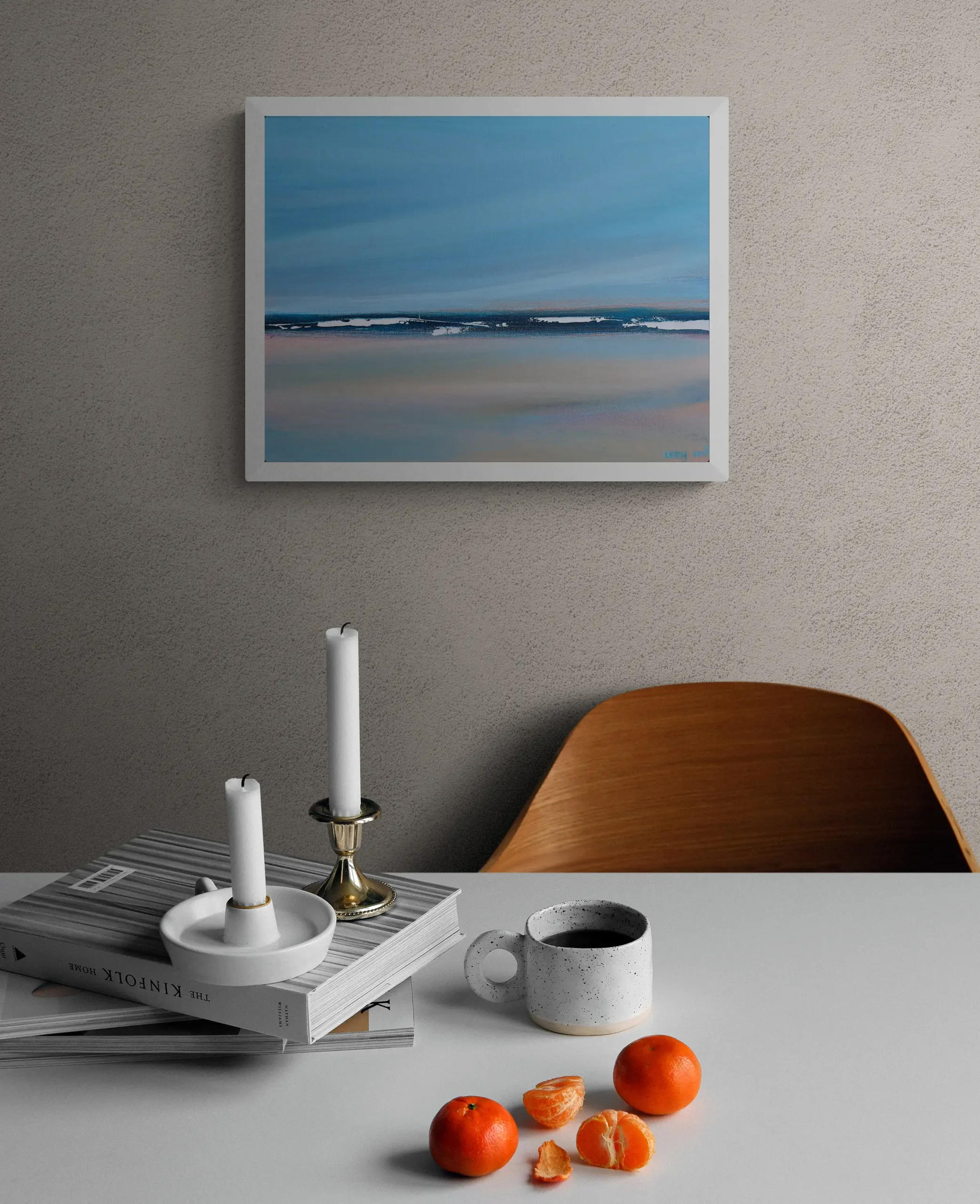 Naples Art desk with coffee and fruit scaled 