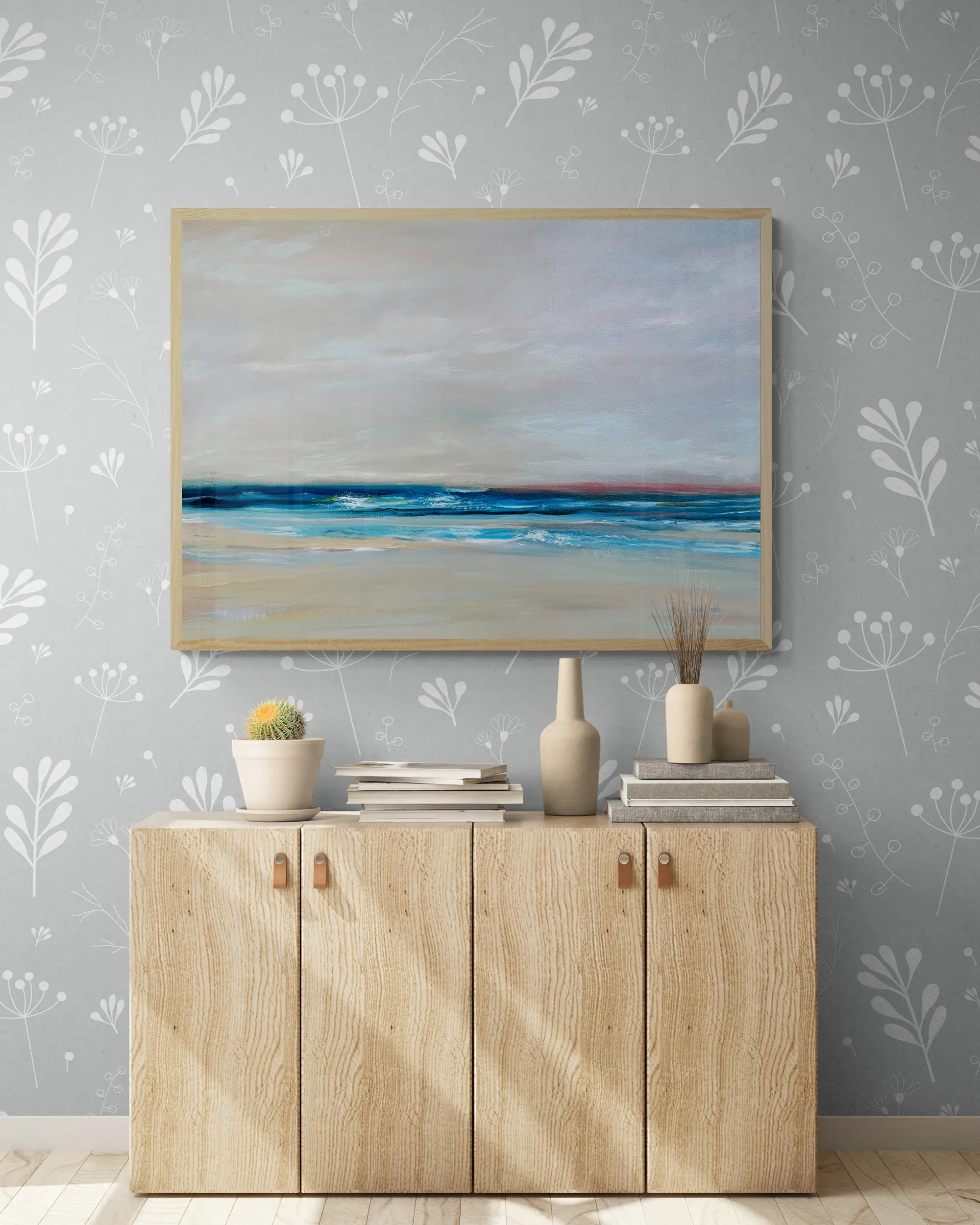 Forever Blue 30 x 40 Naples, FL coastals paintings hallway with modern wooden cabinet