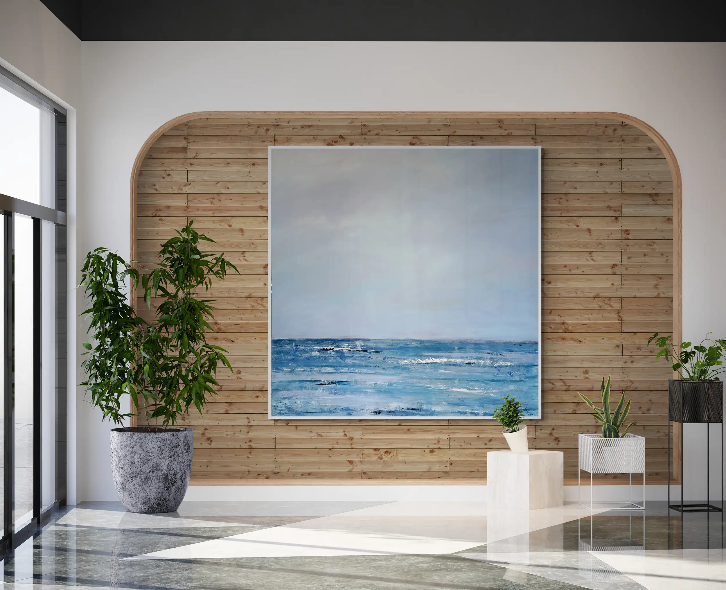 Naples Art lobby with feature wall and plants painting 