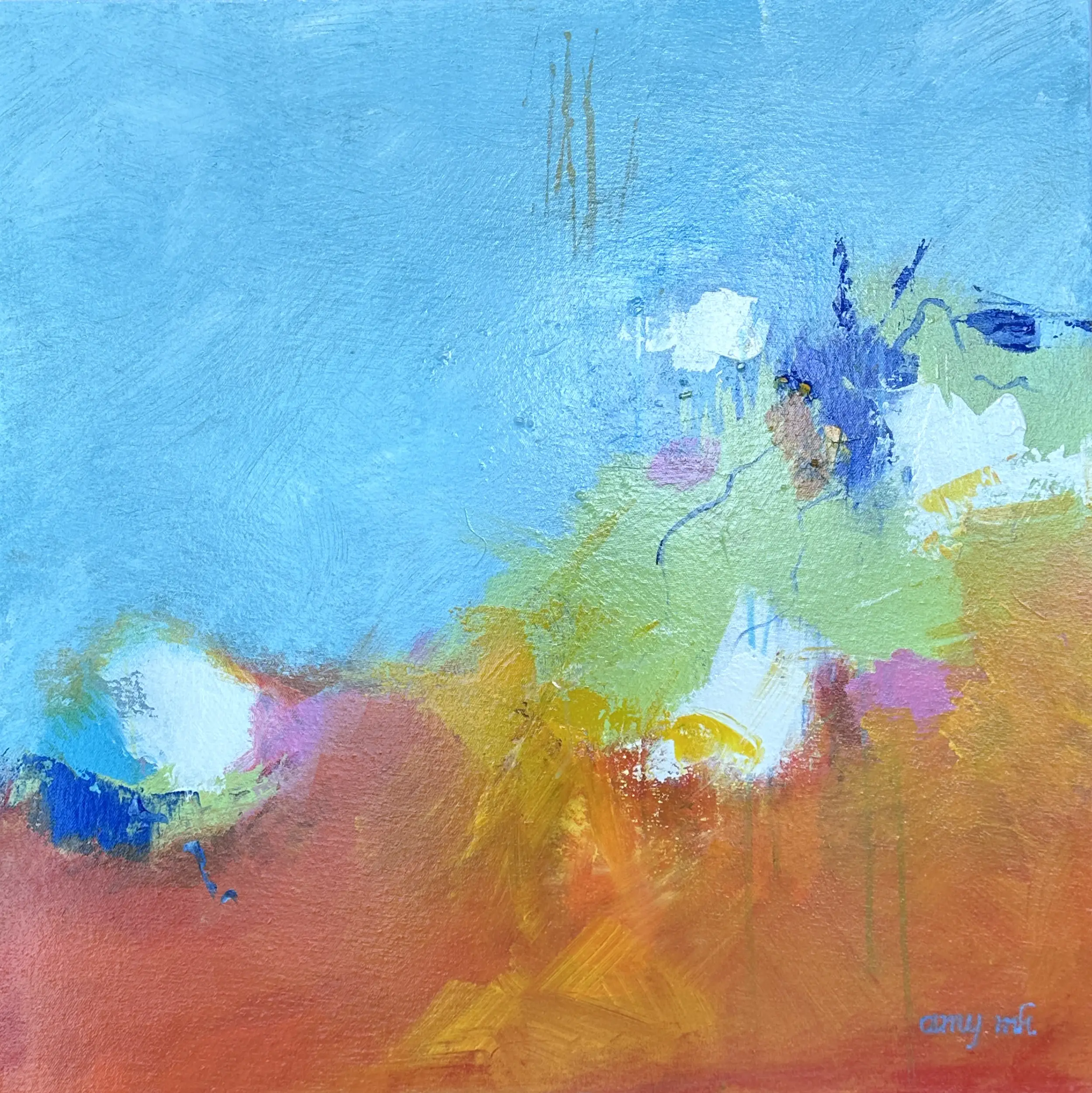 Peach Punch 24 x 24 abstracts 2024 Naples Florida Art Gallery