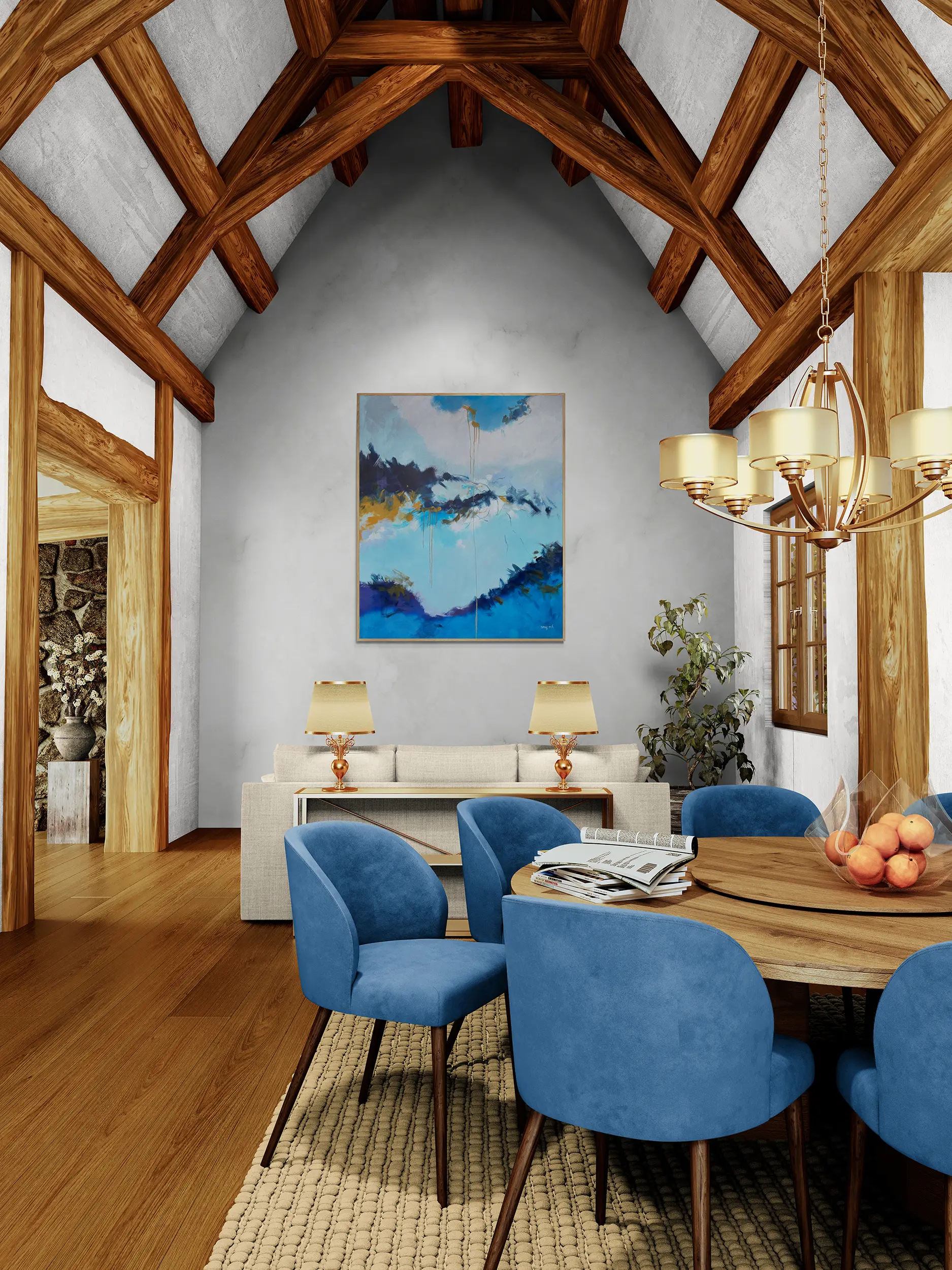 Amy Art, Genesis painting lodge style house interior Naples FL Art Painting