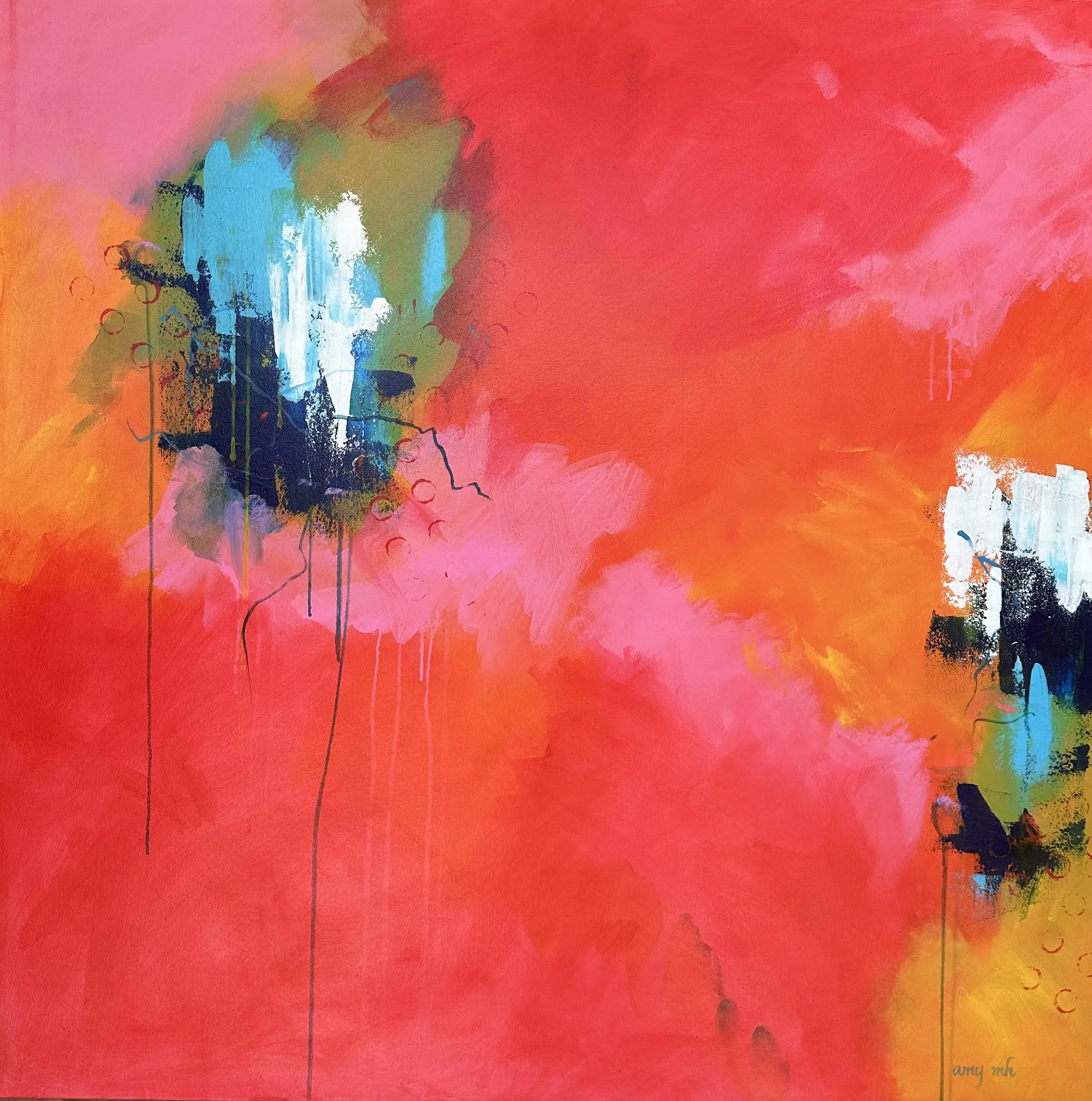 Fire & Ice 48 x 48 abstracts 2024 Naples Florida Art Gallery