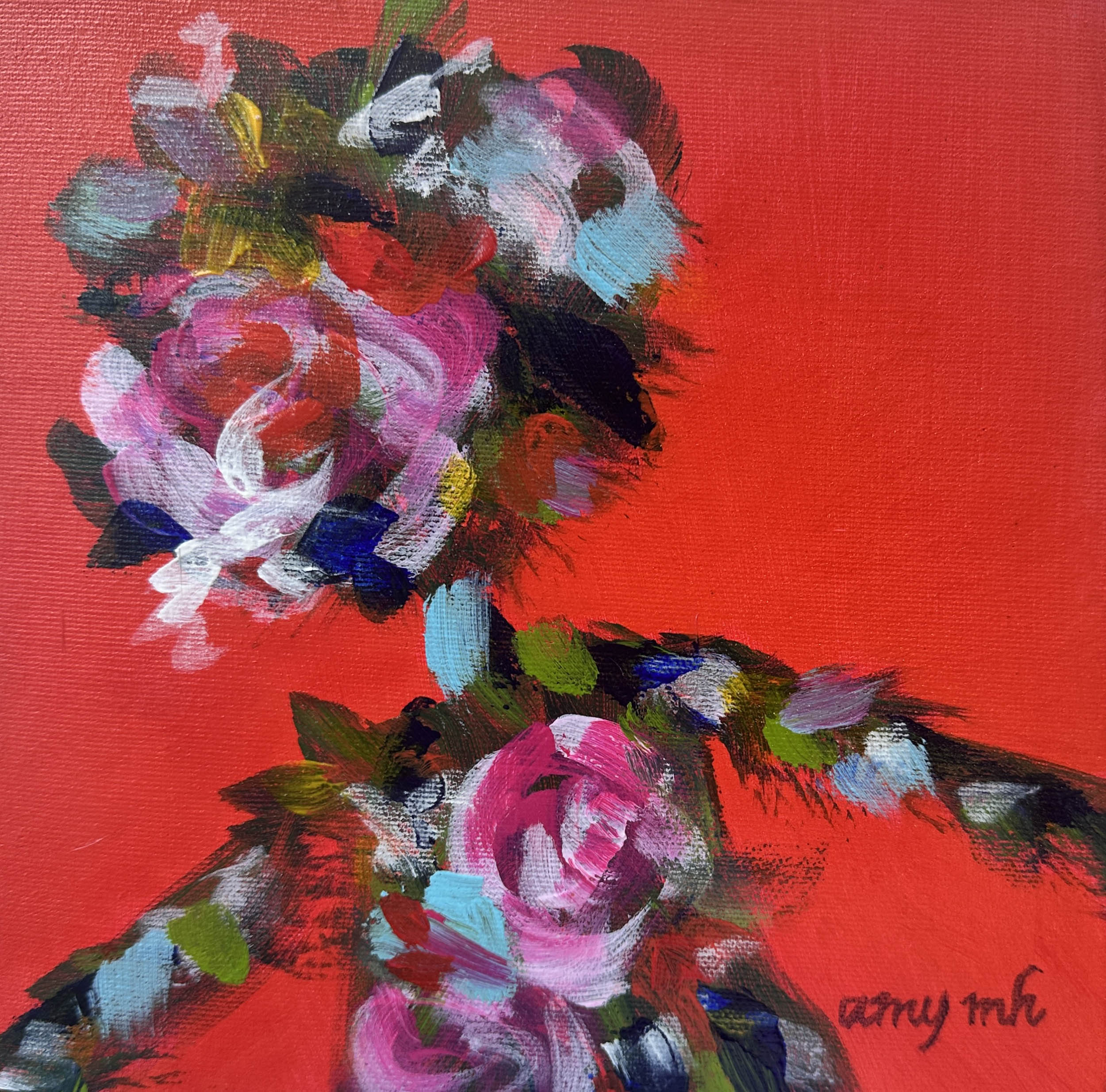 Drama (framed) 8 x 8 the girls 2025 Naples Florida Art Gallery