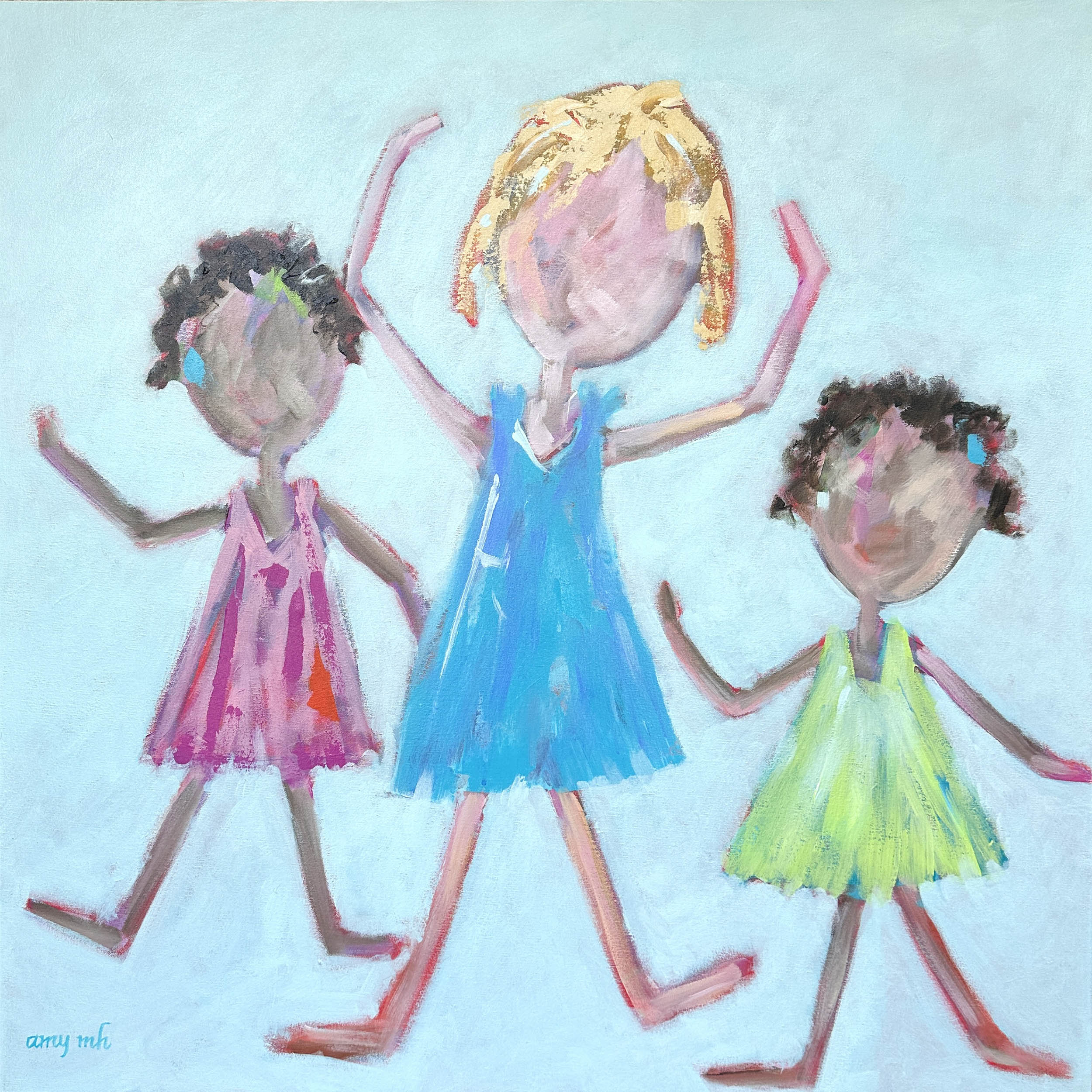 Family Ties II 36 x 36 the girls 2025 Naples Florida Art Gallery