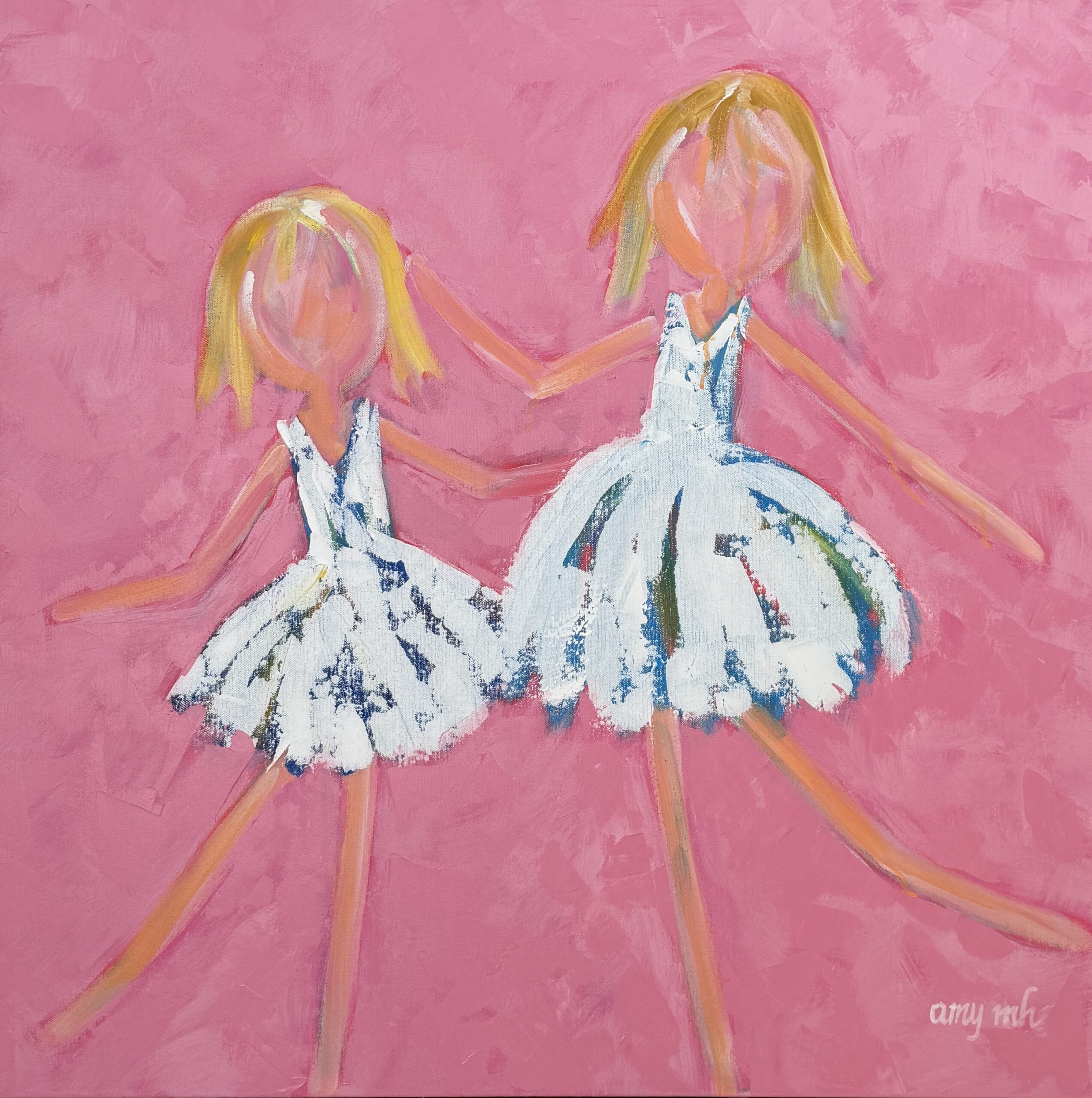 Pink Ballerinas 30 x 30 the girls 2026 Naples Florida Art Gallery