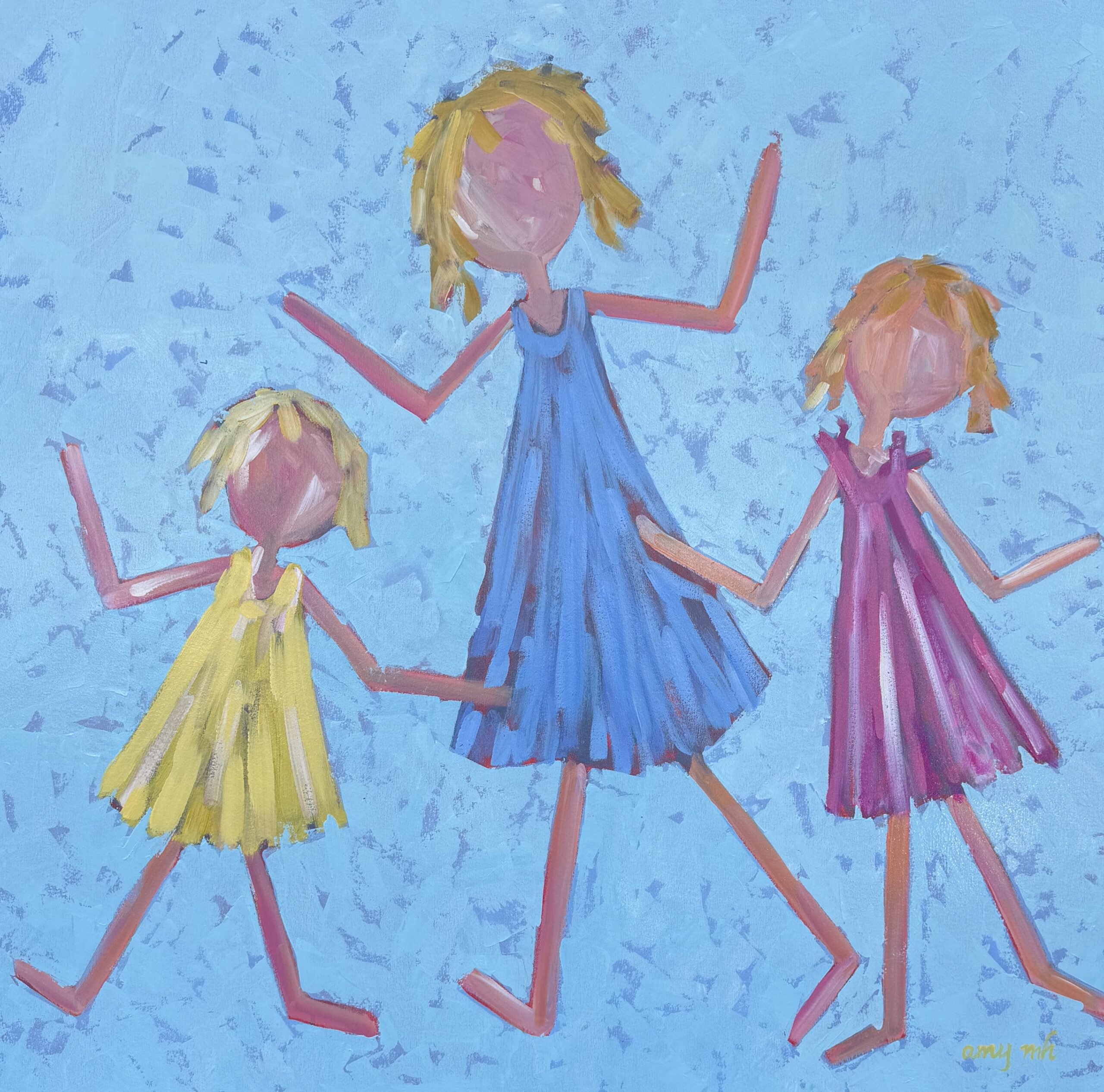 The Three of Us 48 x 48 the girls 2026 Naples Florida Art Gallery